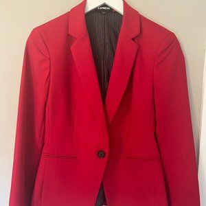 EXPRESS Red Editor Blazer, Size 6. Black Pinstripe Lining, One Button